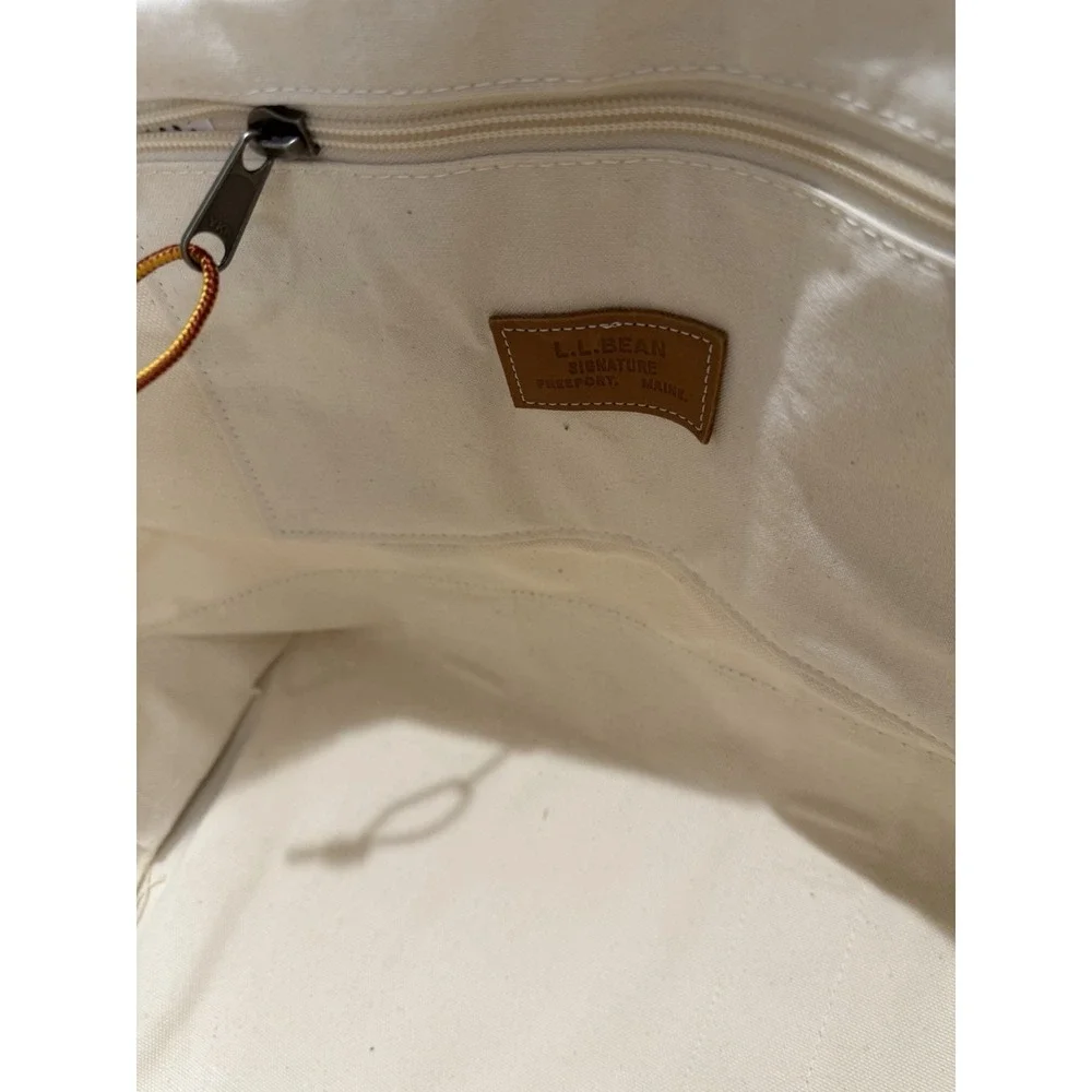 L.L.Bean Signature Tote Woodland Camo Bottom O Ring Adjustable Handles 22x14